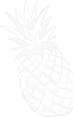 Hand-drawn pineapple sketch icon in a minimalist black line art style